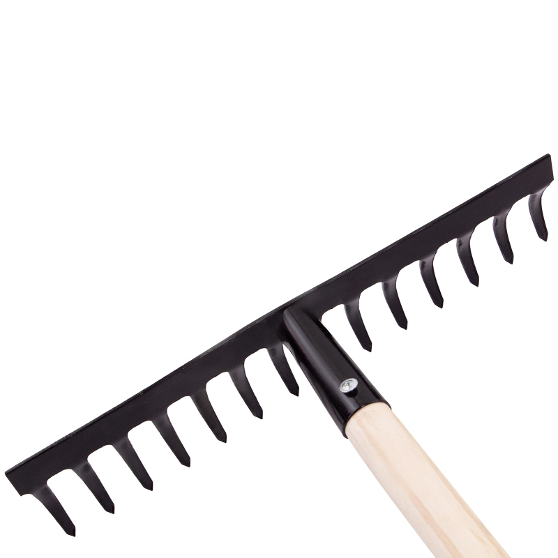 Грабли стальные, 360х1300 мм, 14 прямых зубьев, деревянный черенок, Сибртех (61742)