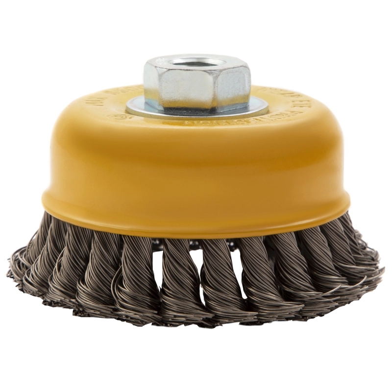 Щетка для УШМ, 100 мм, "Чашка", крученая нержавеющая проволока 0.5 мм, М14 Denzel (746283)