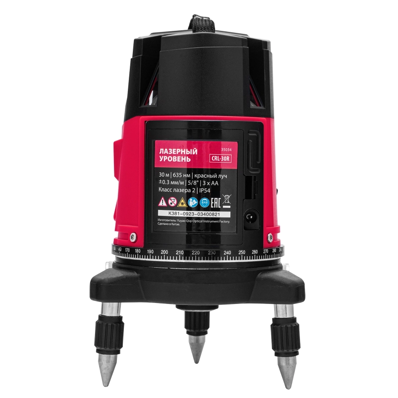 Лазерный уровень CRL-30R, 30 м, красный луч, батарейки, резьба 5/8" MTX (35034)