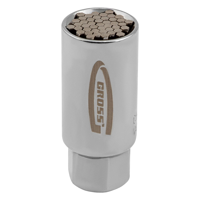 Головка торцевая многоразмерная, CrV, 6-21 мм, под квадрат 3/8, CrV, хромированная Gross (13191)