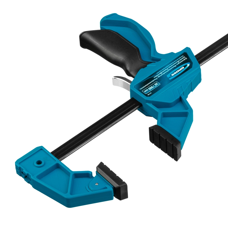 Струбцина реечная, быстрозажимная, пистолетного типа, пошаговый механизм, пластиковый корпус, 900 мм Gross (20708)