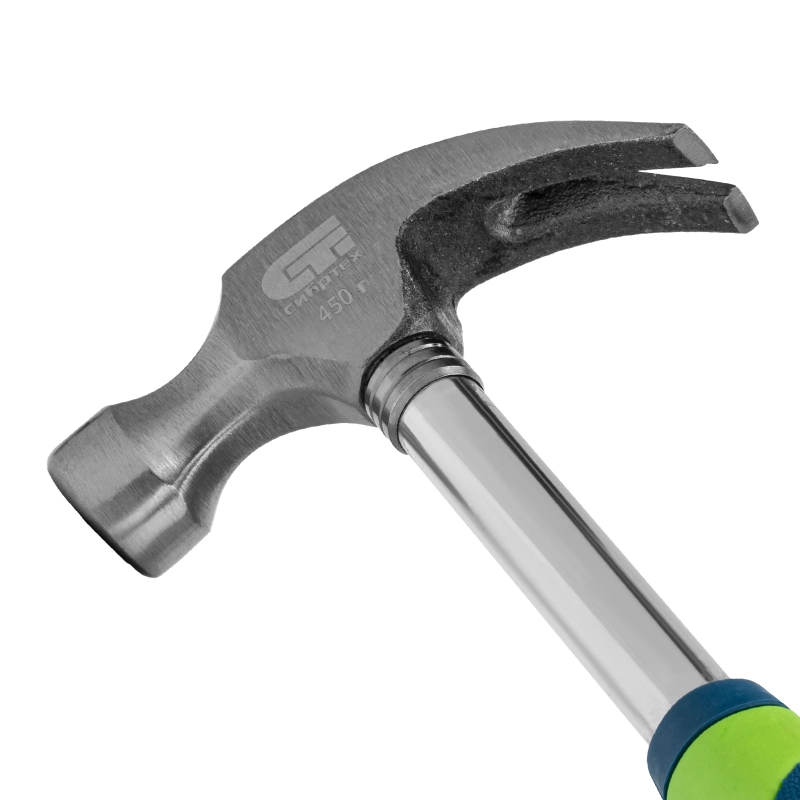 Молоток-гвоздодер, металлическая трубчатая обрезиненная рукоятка, вес 450 г, боек 27 мм Сибртех (10436)