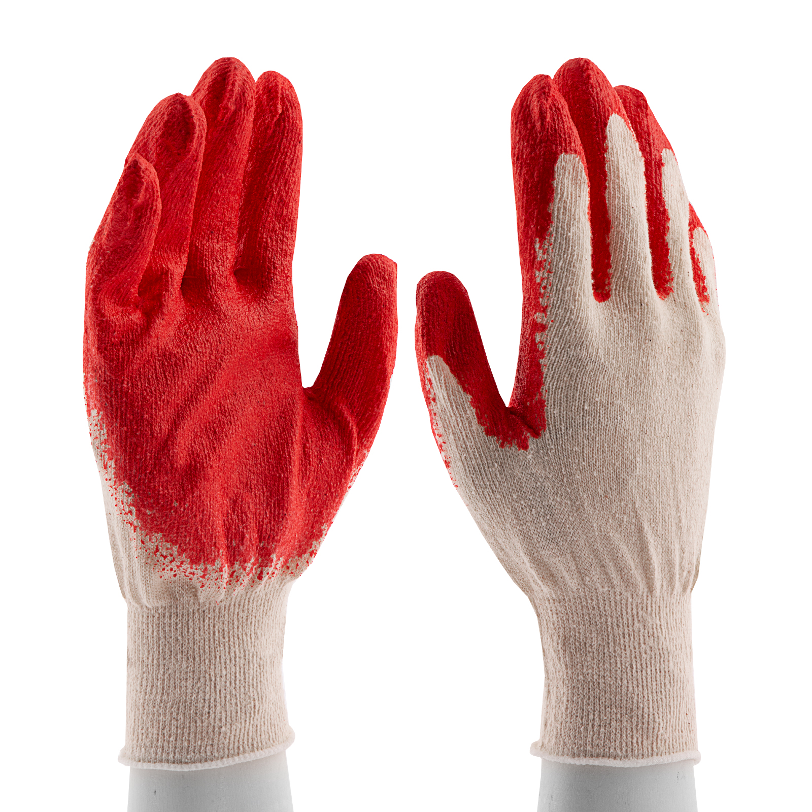 Перчатки трикотажные, хлопчатобумажные, с одинарным покрытием из латекса, 13 класс вязки (403001)