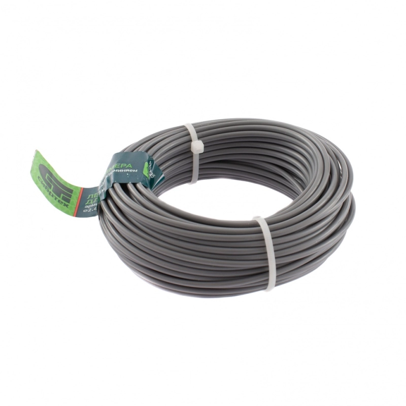 Леска для триммера круглая, армированная алюминием, 2.4 мм х 15 м, Сибртех (961935)