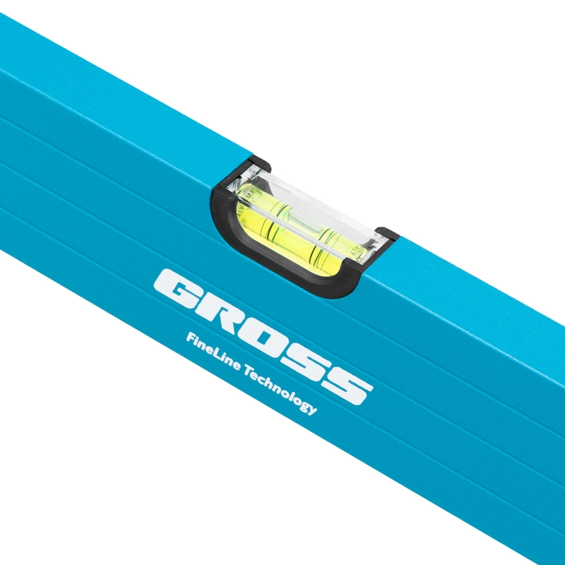 Уровень алюминиевый, 2000 мм, усиленный с ударопрочными заглушками, рукоятки, 3 глазка Gross (34340)