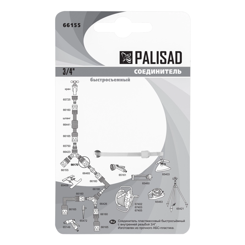 Соединитель пластмассовый, быстросъемный, внутренняя резьба 3/4 Palisad (66155)
