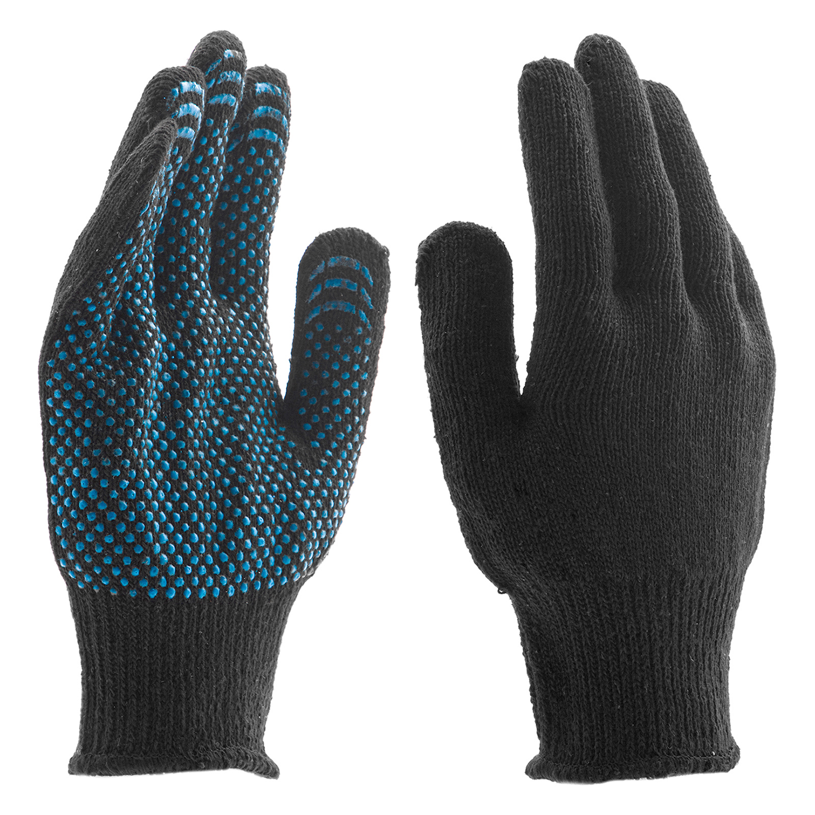 Перчатки хлопкоэфирные плюшевые, ПВХ "Точка", 7 кл, 55 гр Сибртех (67769)