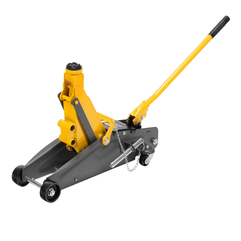 Домкрат гидравлический подкатной с фиксатором, 2,8 т, 135-385 мм Denzel (51155)