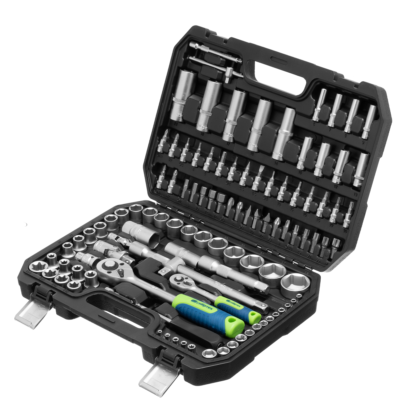 Набор инструментов, 1/2", 1/4", 108 предметов// Сибртех (13389)