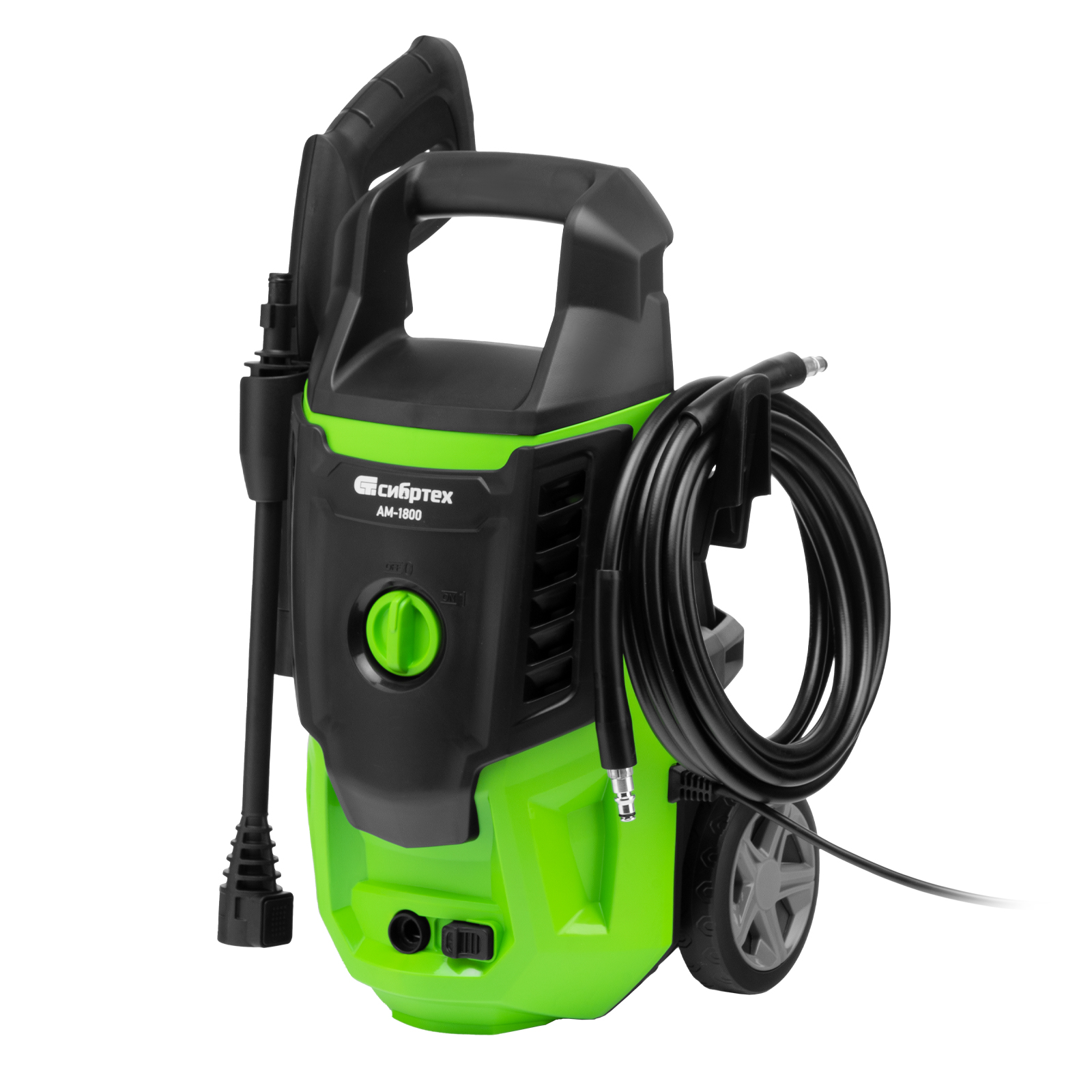 Моечная машина высокого давления АМ-1800, 1800 Вт, 140 бар, 350 л/ч, колесная Сибртех (58226)