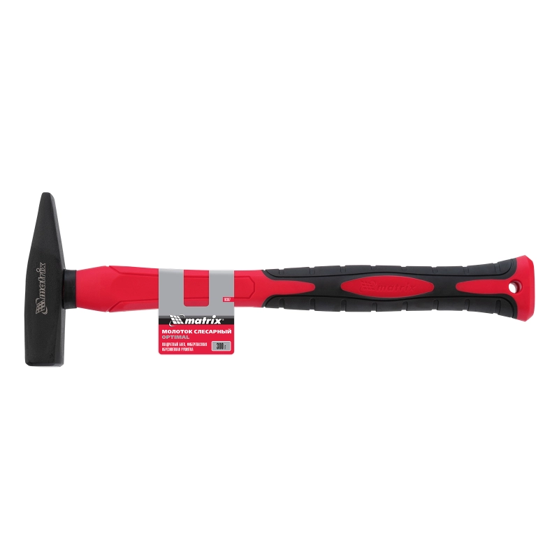 Молоток слесарный optimal, 300 г, фибергласовая обрезиненная рукоятка, квадратный боек Matrix (10367)