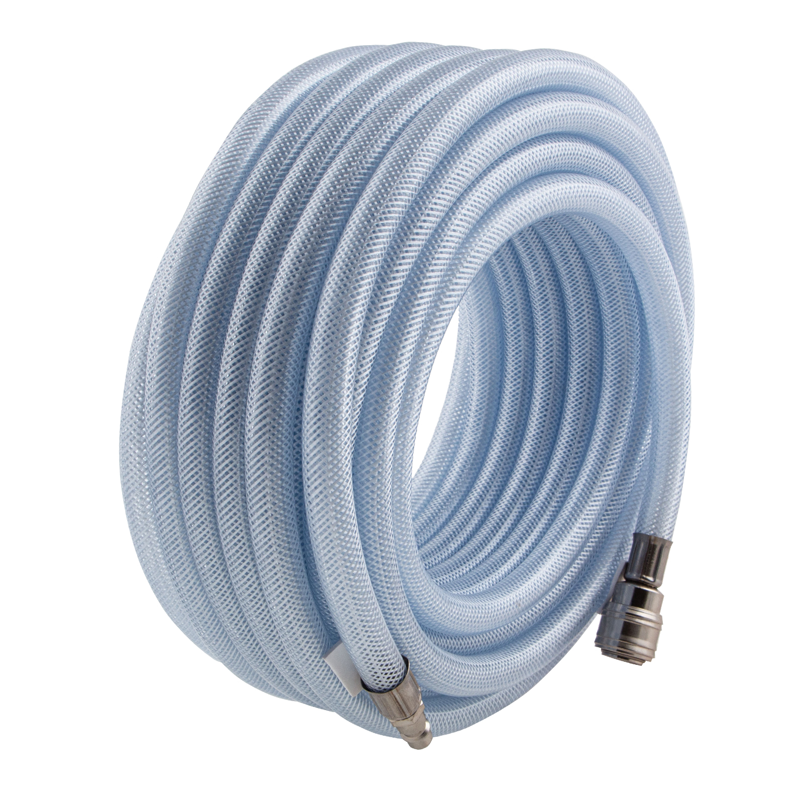 Шланг пневматический ПВХ, 10 x 16 мм, 18 бар, армированный, прозрачный, быстросъемное соединение, 15 м Stels (57025)