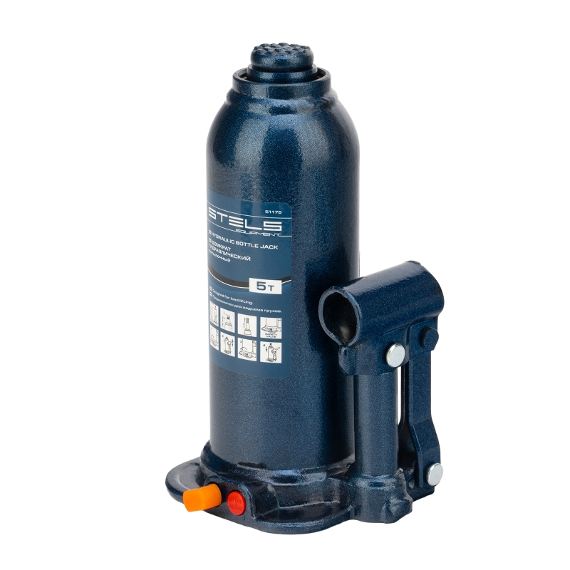 Домкрат гидравлический бутылочный, 5 т, h подъема 207-404 мм, в пластиковом кейсе Stels (51175)