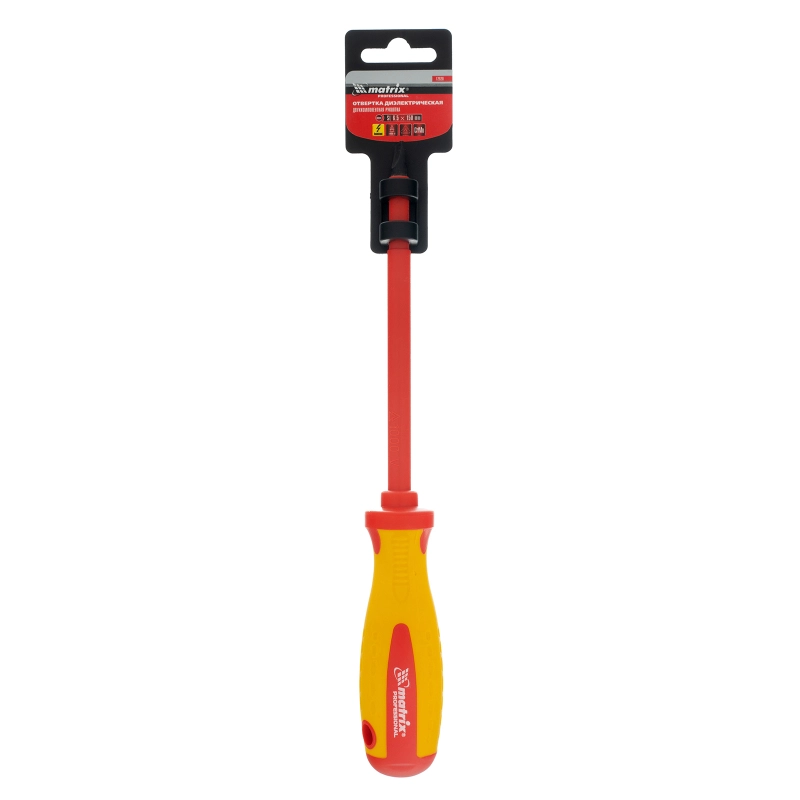 Отвертка Insulated, SL6.5 x 150 мм, CrMo, до 1000 В, двухкомпонентная рукоятка Matrix Professional (12920)