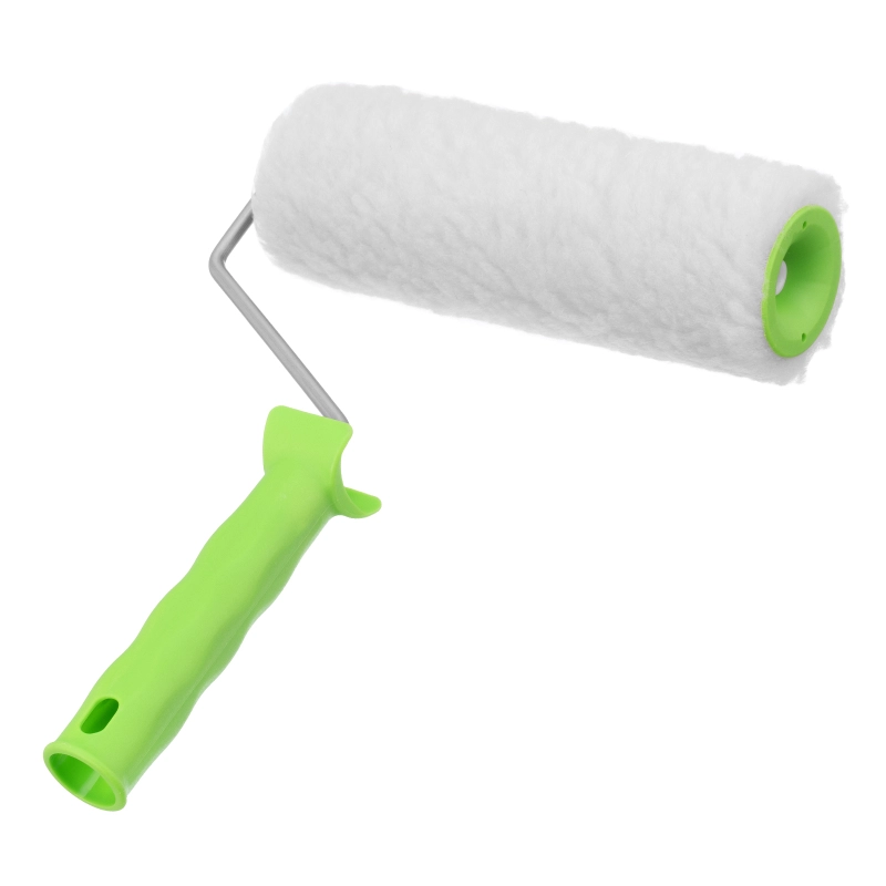 Валик с натуральным мехом, с ручкой, 200 мм, ворс 12 мм, D 48 мм, D ручки 6 мм, Сибртех (80123)