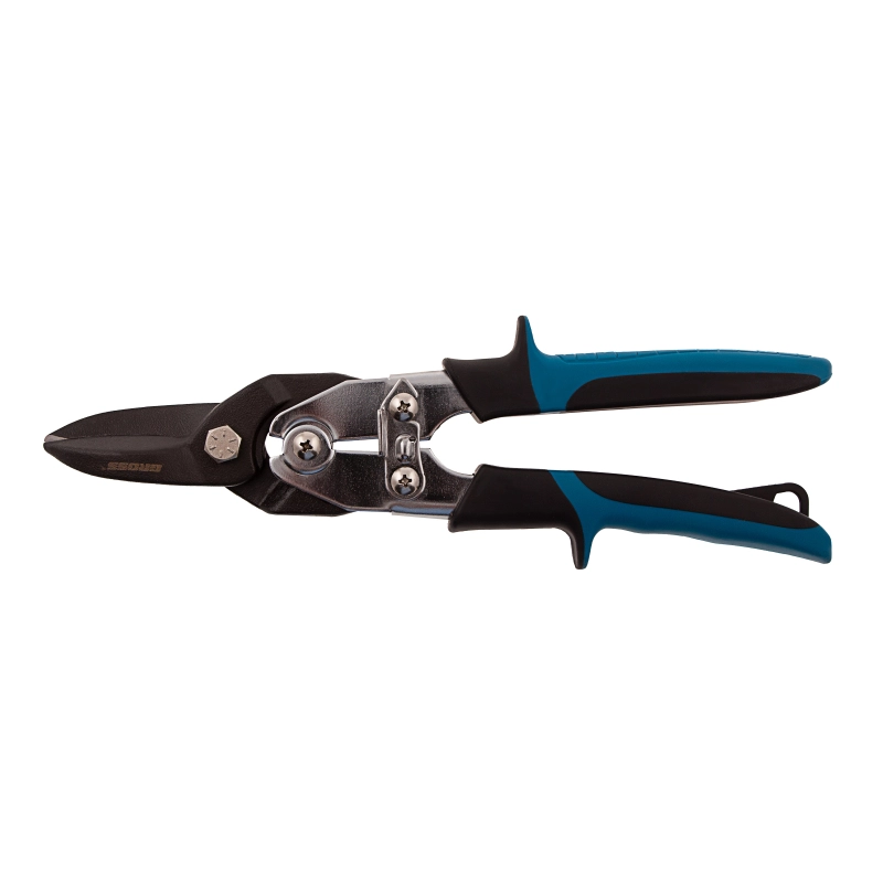 Ножницы по металлу"Piranha"усиленные, 255 мм, прямой рез, сталь СrMo, двухкомпонентные рукоятки Gross (78347)