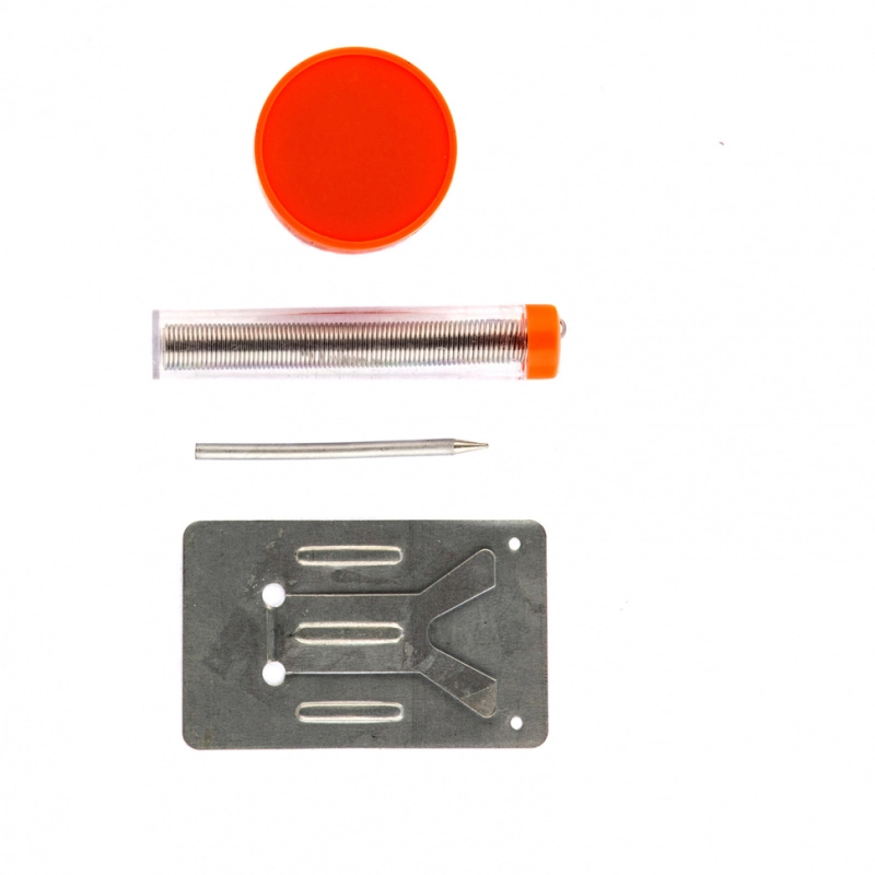 Набор для пайки, 5 предметов: паяльник 30 Вт, подставка, жало, паста, припой Sparta (913113)