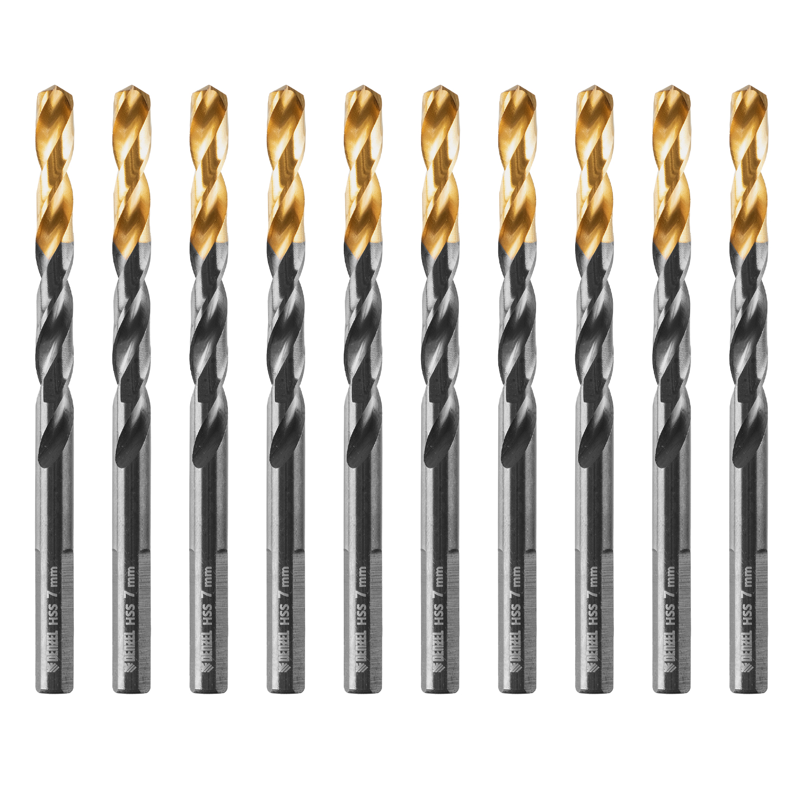 Сверло по металлу, 7 мм, HSS-Tin, Golden Tip, 10 шт. Denzel (717217)