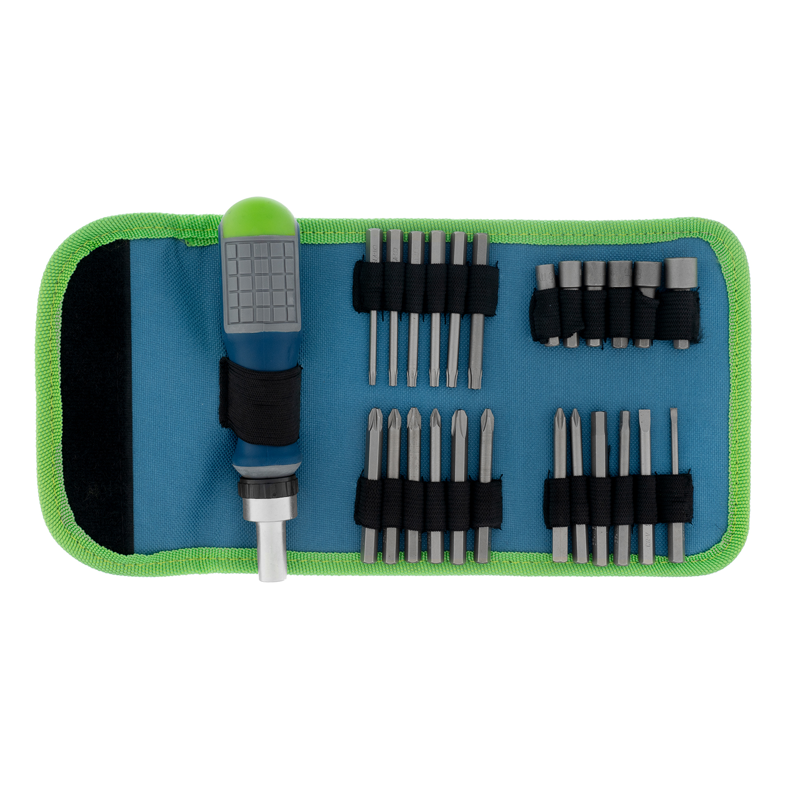 Отвертка реверсивная с набором бит и торцевых головок, 25 шт, CrV, чехол Сибртех (13376)