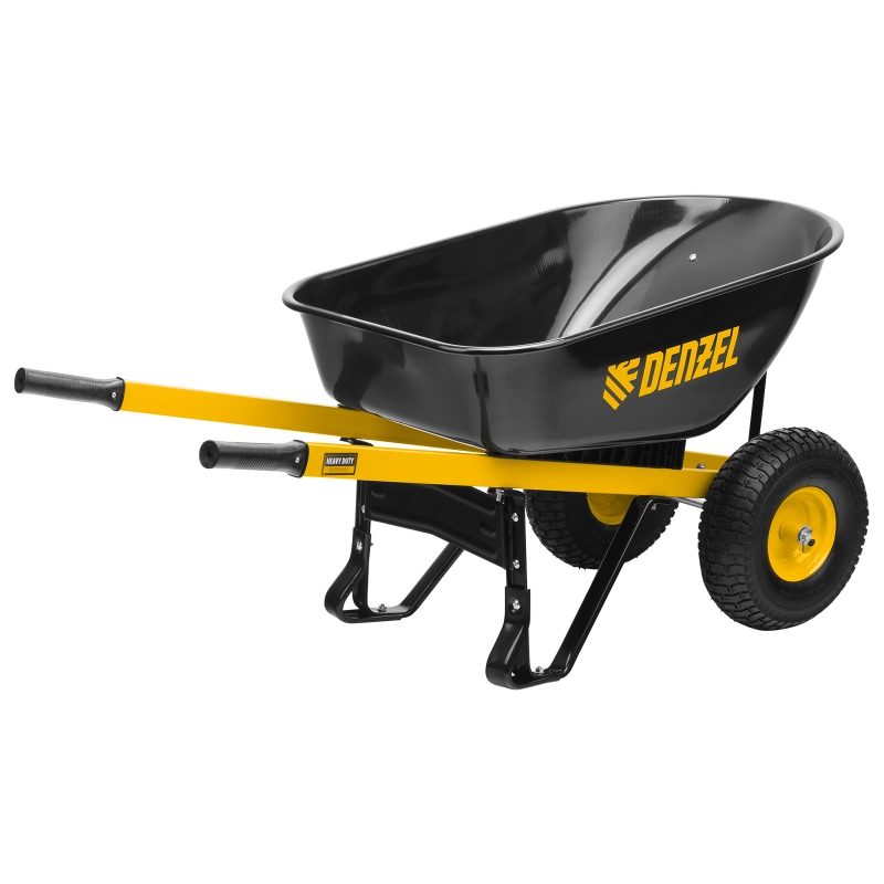 Тачка строительная, усиленная, объем 140 л, 250 кг, двухколесная, колесо 15х6.00-6 Denzel (69000)