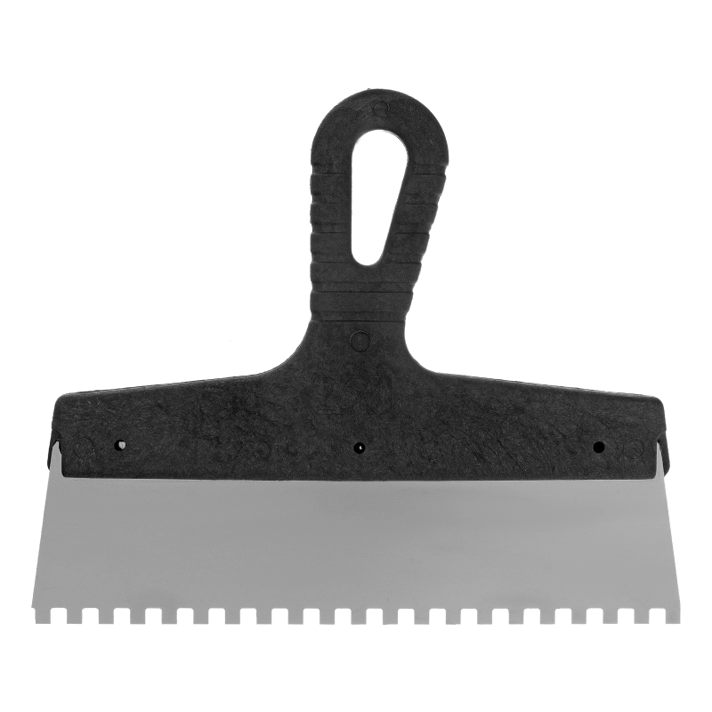 Шпатель из нержавеющей стали, 250 мм, зуб 6 х 6 мм, пластмассовая ручка Сибртех (85465)