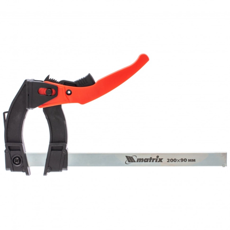 Струбцина реечная быстрозажимная, пластиковый корпус рычажно-храповой механизм, 100 х 90 х 195 мм, штанга 5 х 20 мм Matrix (20734)