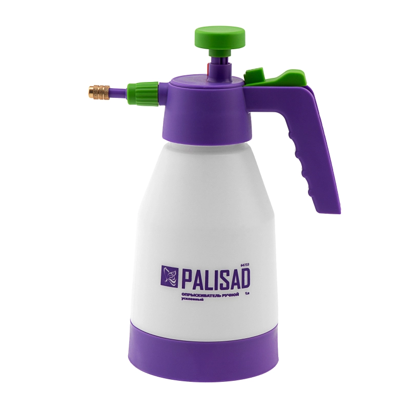 Опрыскиватель ручной, усиленный 1 л, с насосом, поворотный распылитель, клапан сброса давления Palisad (64733)