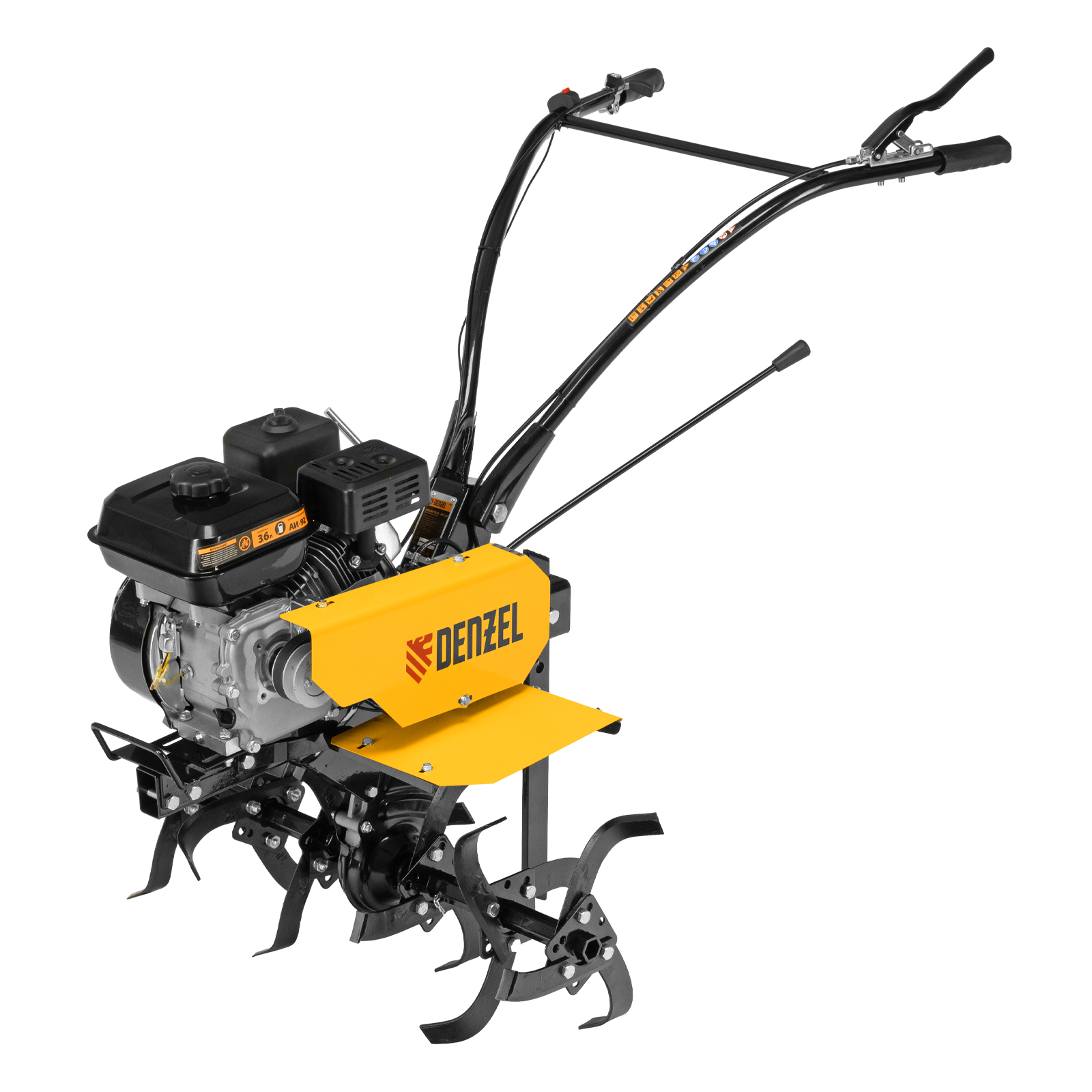 Мотоблок DPT-170, 7 л.с., ремен.сцеп, шир 85 см, глуб 35 см,фрез 3х3,ШОМ,скор 2В/1Н,кол 8" Denzel (56431)