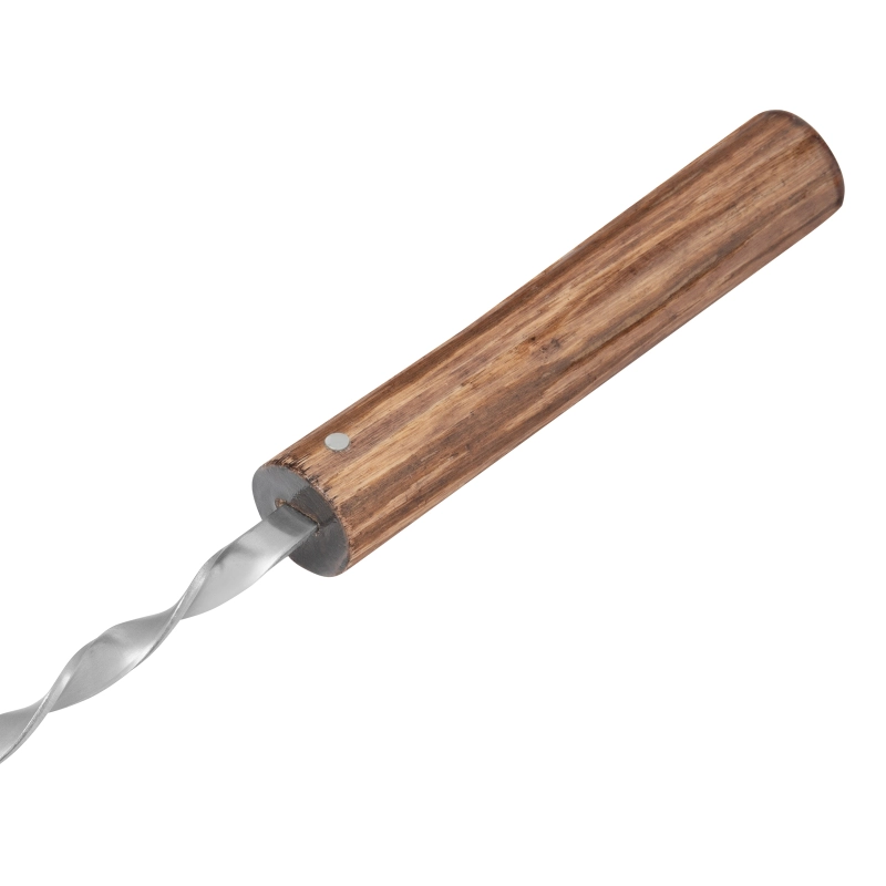 Шампур плоский 650 x 10 x 2,5 мм, с цельной деревянной рукояткой, нержавеющая сталь, Camping Palisad (69674)