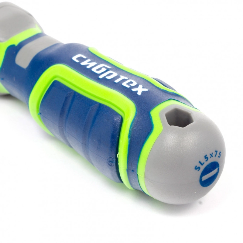 Отвертка SL5 х 75 мм, CrV, четырехкомпонентная рукоятка Сибртех (12263)