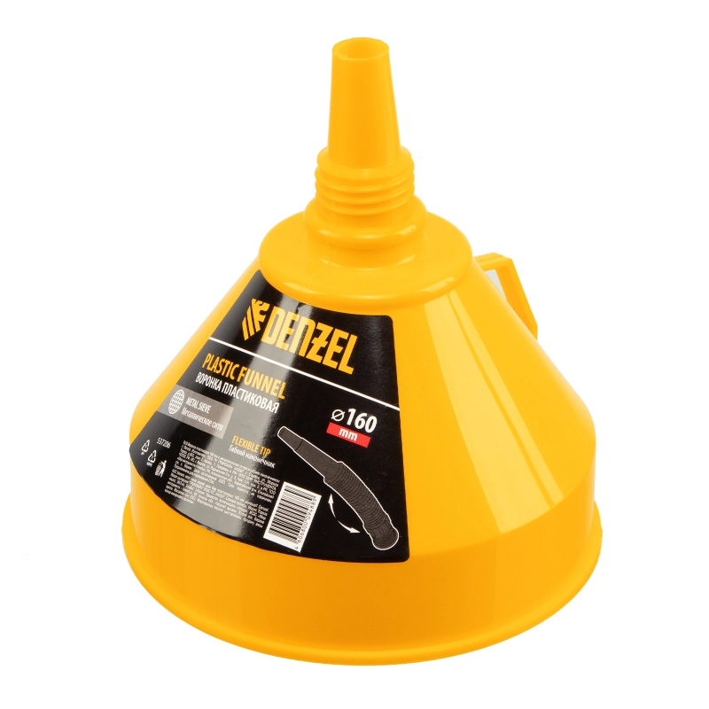 Воронка пластиковая 160 мм с металлическим ситом и гибким наконечником Denzel (537206)