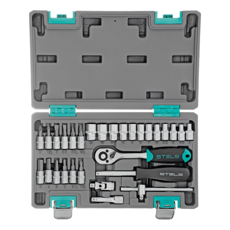 Набор инструментов, 1/4", CrV, пластиковый кейс 29 предметов Stels (14100)