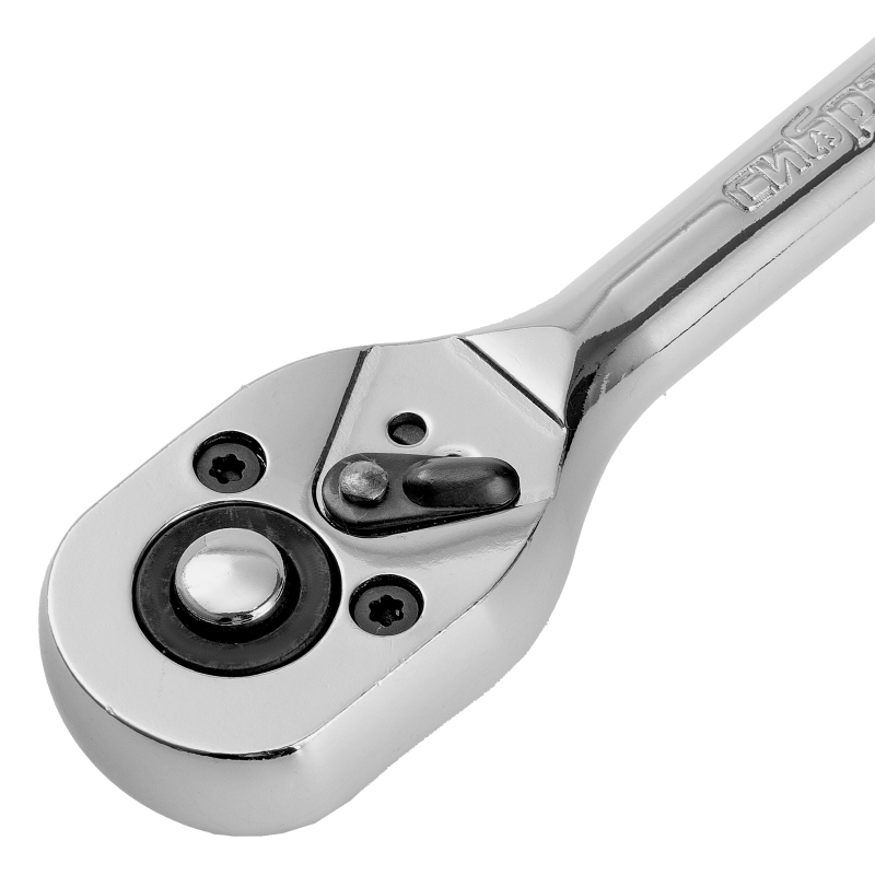 Ключ-трещотка 1/4", 45 зубьев, цельнометаллический, с быстрым сбросом, CrV, хром Сибртех (14014)