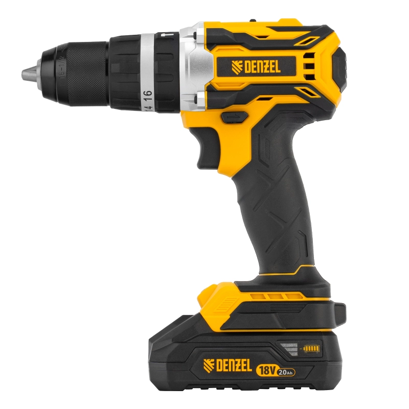 Дрель-шуруповерт аккумуляторная ударная бесщет CIDB-18-02, Li-Ion, 18 В Denzel (26145)