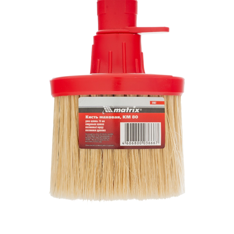 Кисть маховая, КМ 80, натуральная щетина, пластиковый корпус, пластиковая ручка Matrix (84007)