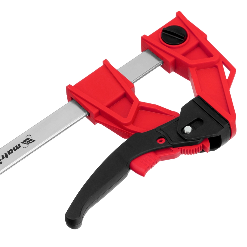 Струбцина реечная быстрозажимная, усиленная, пластиковый корпус рычажно-храповой механизм, 200 х 100 х 351 мм, штанга 5 х 22 мм Matrix (20726)