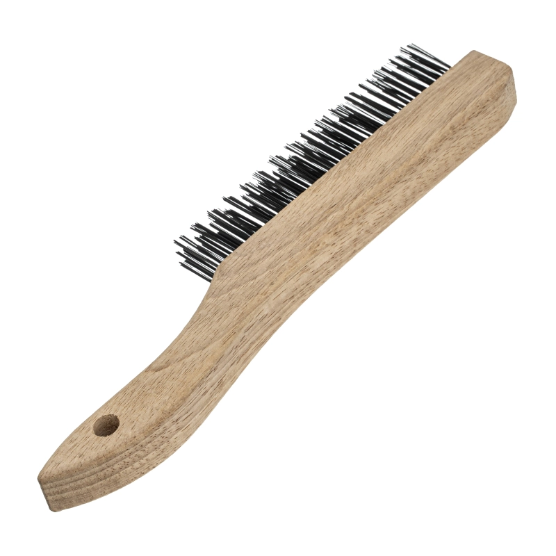 Щетка зачистная трехрядная, закаленная прямая проволока с деревянной ручкой Сибртех (74803)