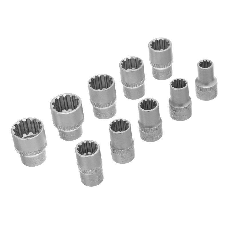 Набор универсальных торцевых головок, 1/2, SpLine, CrV, 10 шт, 10-22 мм Stels (13641)