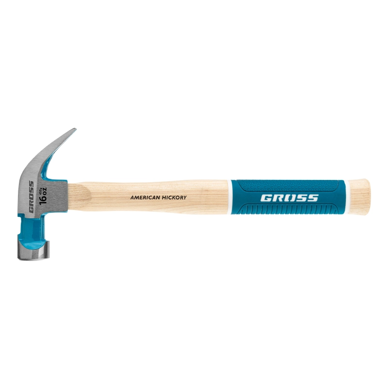 Молоток-гвоздодер, 450 г, угол 45, магнит, обрезиненная рукоятка American hickory GROSS (10415)