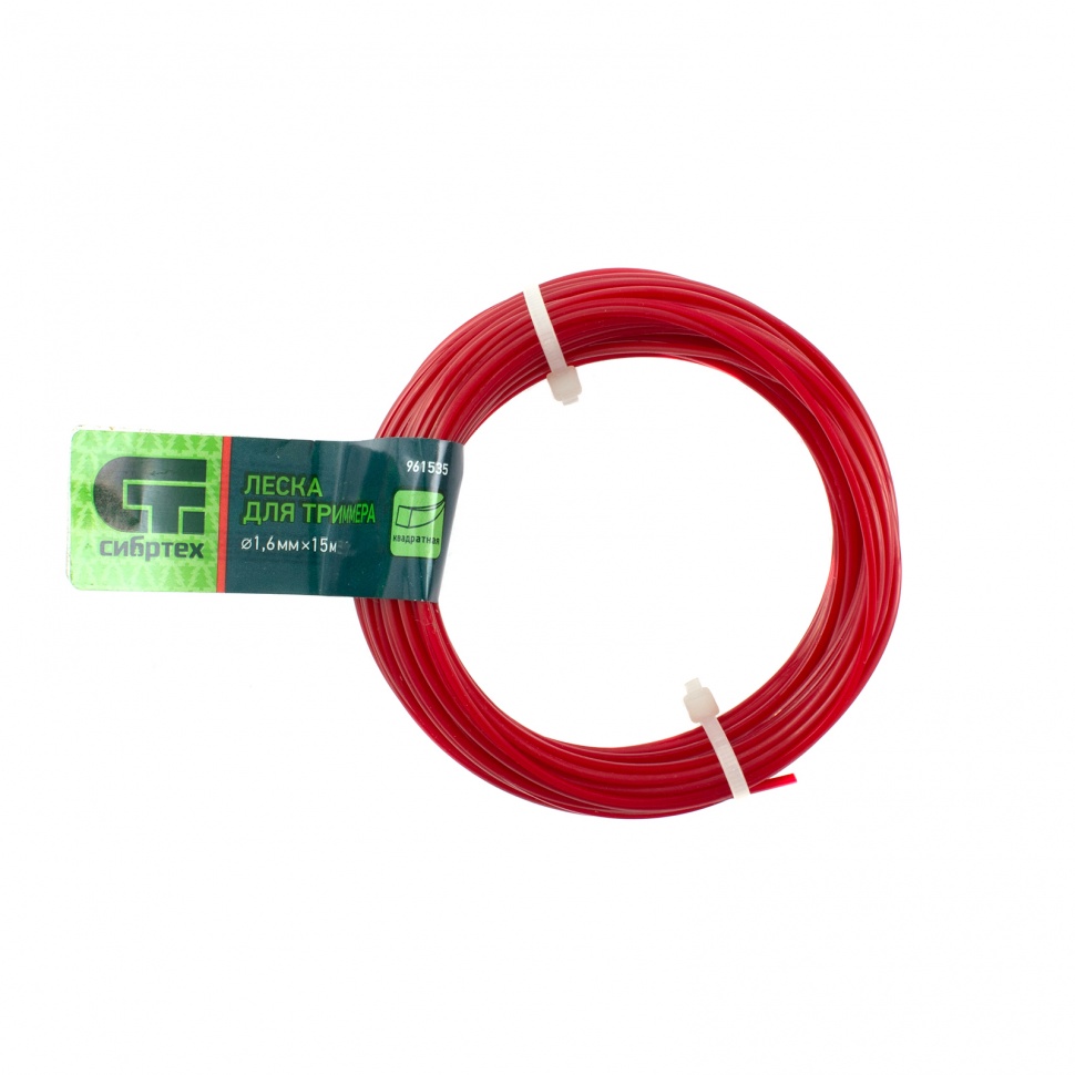 Леска для триммера квадратная, 1.6 мм х 15 м, Сибртех (961535)