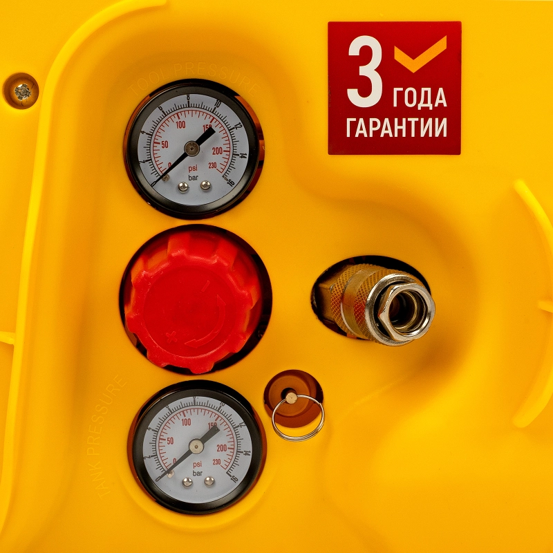 Компрессор воздушный DL1300, 10 бар, 1,3 кВт 180 л/мин 5 л, с набором аксессуаров Denzel (58011)