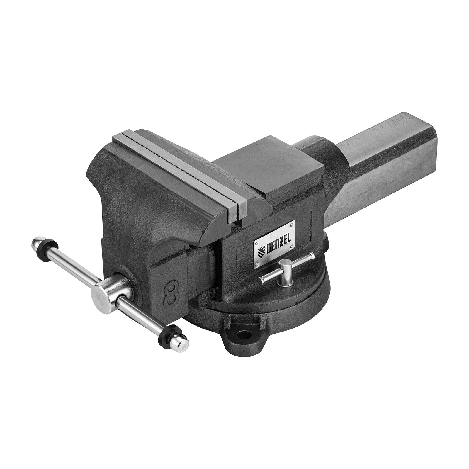 Тиски слесарные BVH-200, 200 мм, поворотные, стальная направляющая, с наковальней //Denzel (18686)