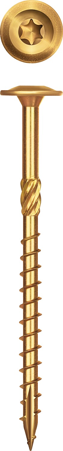 ЗУБР КС-Т, 200 х 8.0 мм, TX40, тарельчатая головка, желтый цинк, 50 шт, конструкционный саморез, Профессионал (30051-80-200)