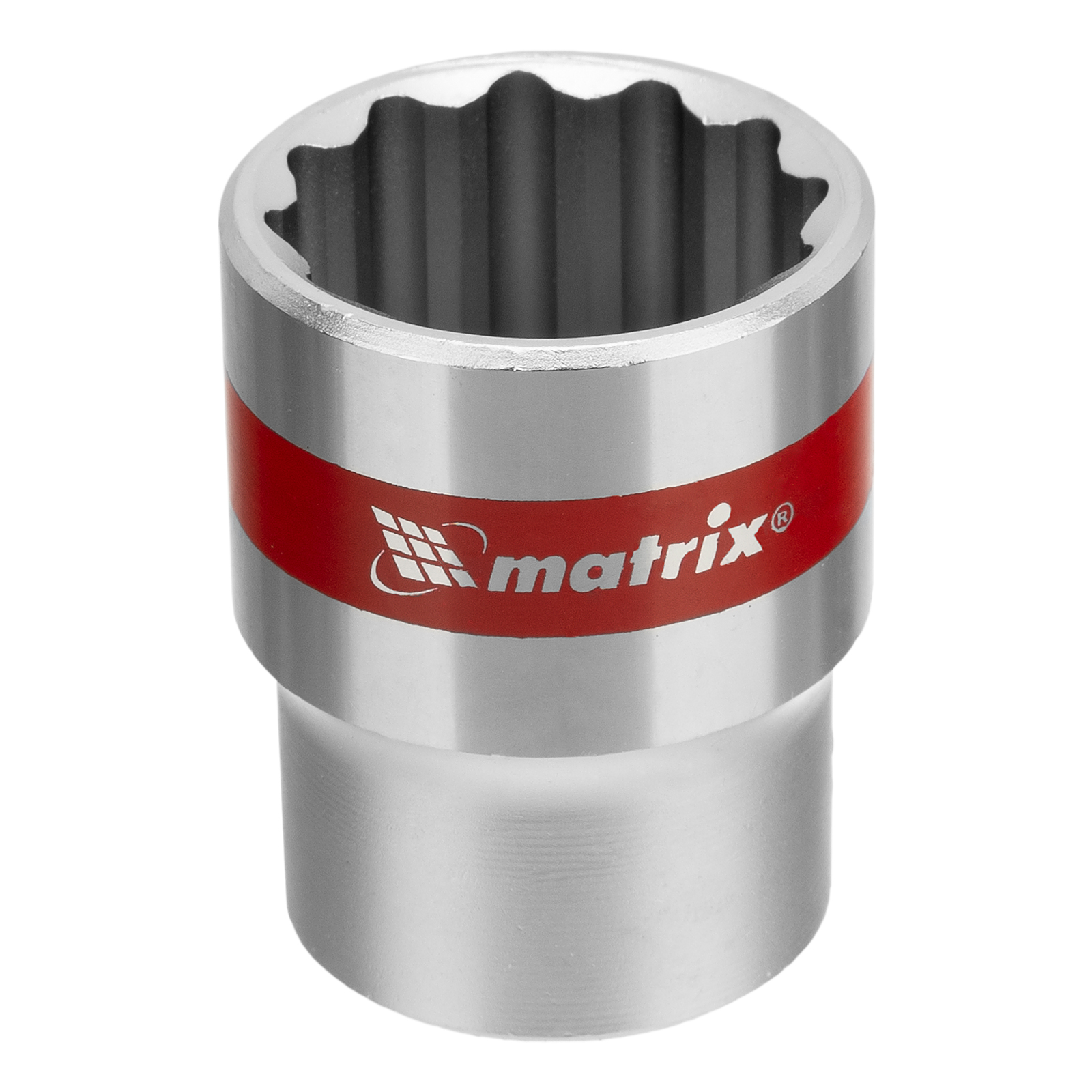 Головка торцевая, 22 мм, двенадцатигранная, CrV, под квадрат 1/2, хромированная Matrix (13692)