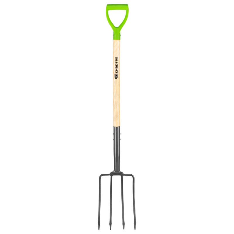 Вилы 4-рогие, огородные, кованые, 195х295х1165 мм, деревянный лакированный черенок Сибртех (61380)