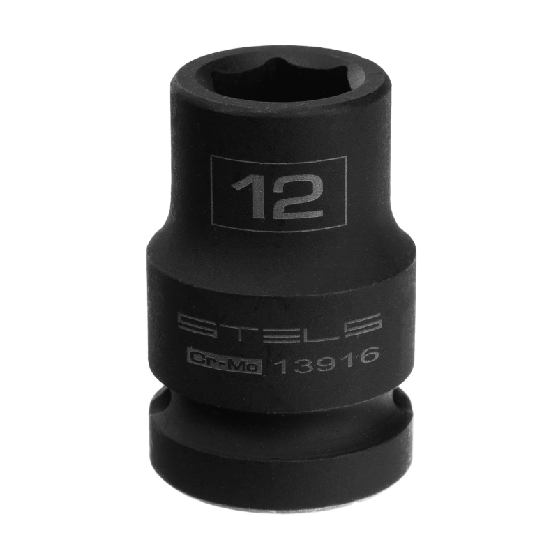 Головка ударная шестигранная, 12 мм, 1/2, CrMo Stels (13916)