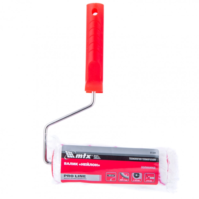 Валик "Нейлон" Pro, 180 мм, ворс 9 мм, D 48 мм, D ручки 6 мм, полиамид (81309)