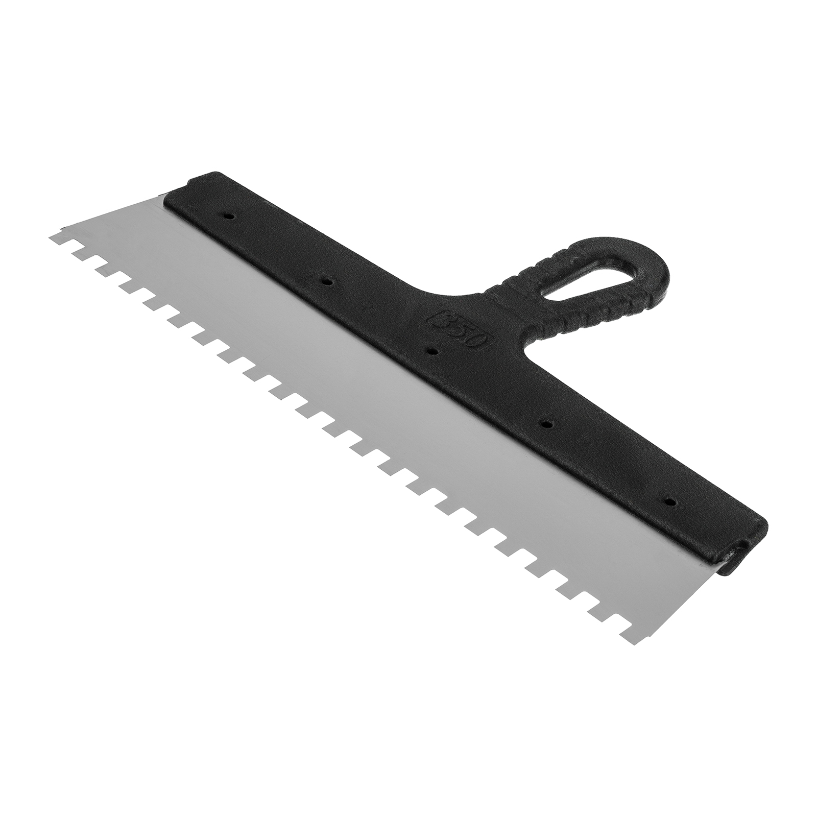 Шпатель из нержавеющей стали, 350 мм, зуб 8 х 8 мм, пластмассовая ручка Сибртех (85477)