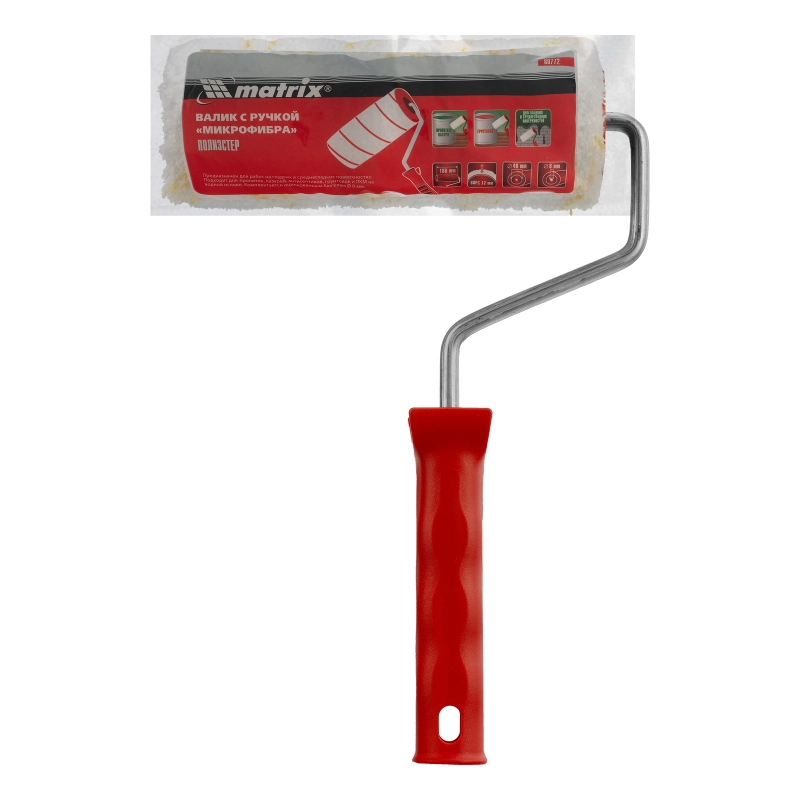 Валик "Микрофибра", 180 мм, ворс 12 мм, D 48 мм, D ручки 8 мм, полиэстер Matrix (80772)