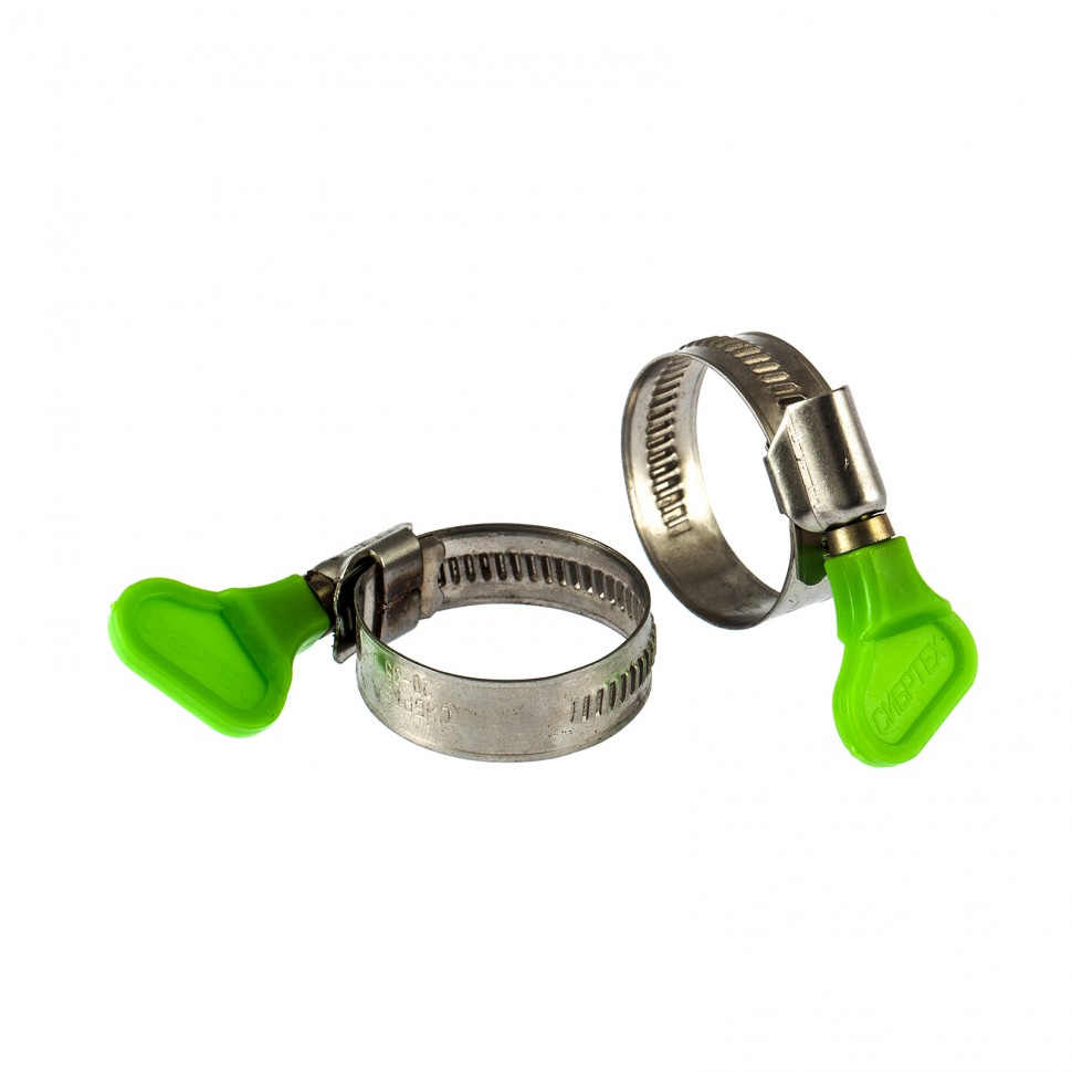 Хомуты металлические, червячные 20-35 мм, ширина 12 мм, W4, с ключом, 2 шт Сибртех (476523)